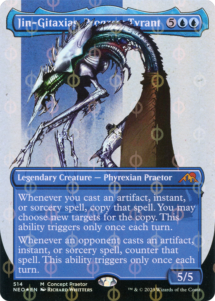Jin-Gitaxias, Progress Tyrant (Borderless Concept Praetors Step-and-Compleat Foil) [Phyrexia: All Will Be One] | Game Master's Emporium (The New GME)