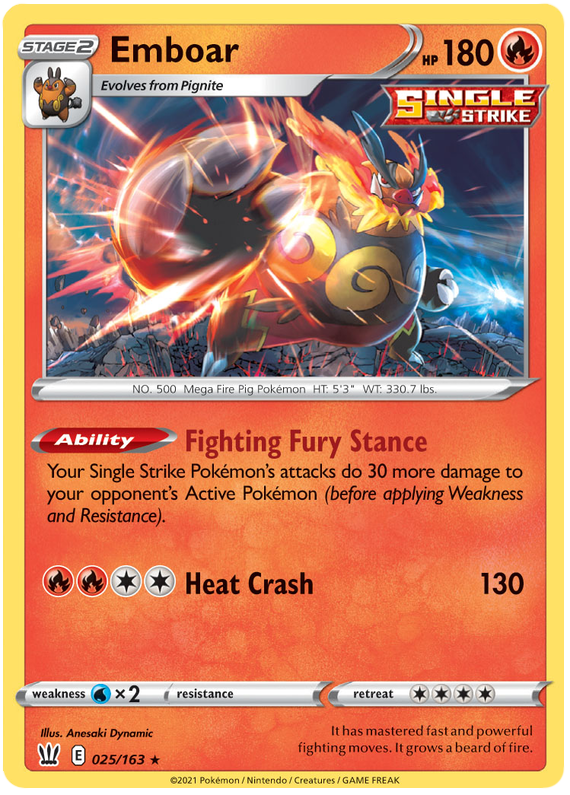 Emboar (025/163) [Sword & Shield: Battle Styles] | Game Master's Emporium (The New GME)