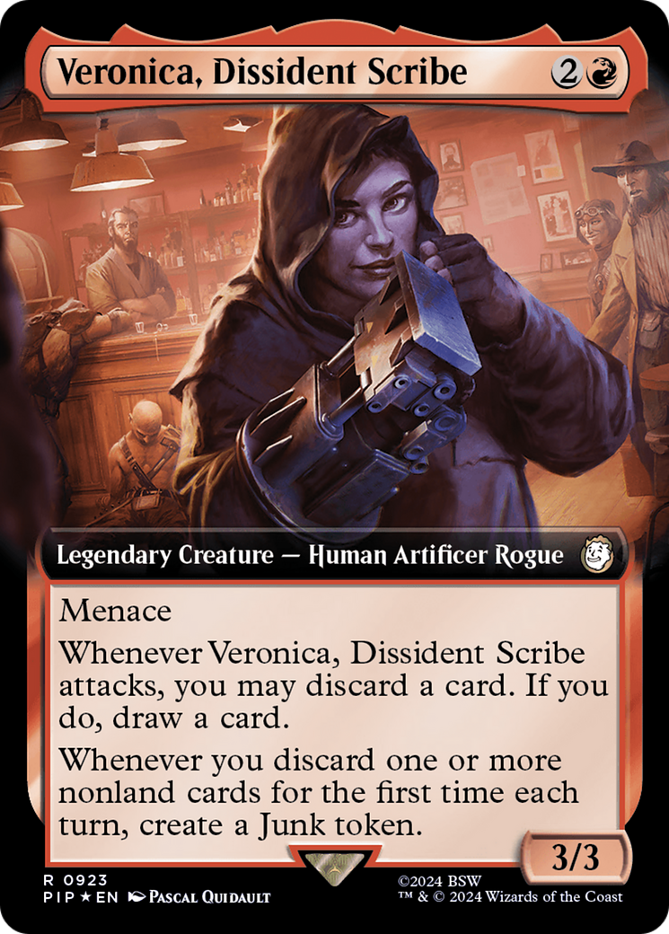 Veronica, Dissident Scribe (Extended Art) (Surge Foil) [Fallout] | Game Master's Emporium (The New GME)