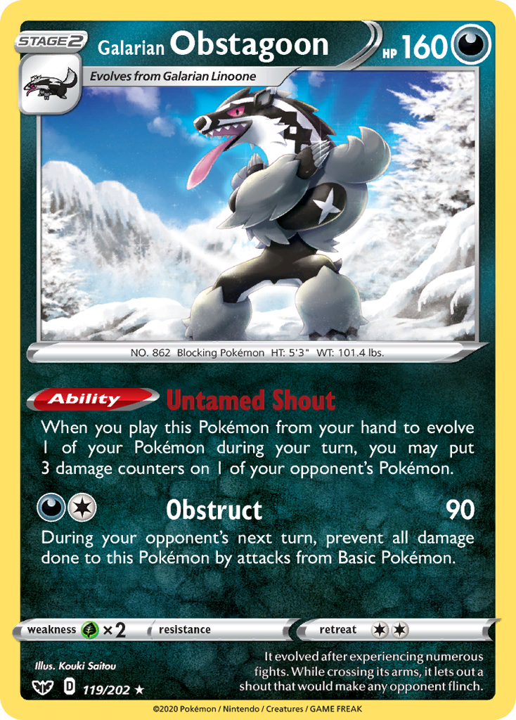 Galarian Obstagoon (119/202) [Sword & Shield: Base Set] | Game Master's Emporium (The New GME)