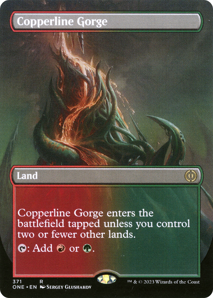 Copperline Gorge (Borderless Alternate Art) [Phyrexia: All Will Be One] | Game Master's Emporium (The New GME)