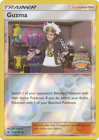 Guzma (115/147) (League Promo) (Staff) [Sun & Moon: Burning Shadows] | Game Master's Emporium (The New GME)