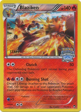 Blaziken (14/111) (Staff National Championship Promo) [XY: Furious Fists] | Game Master's Emporium (The New GME)
