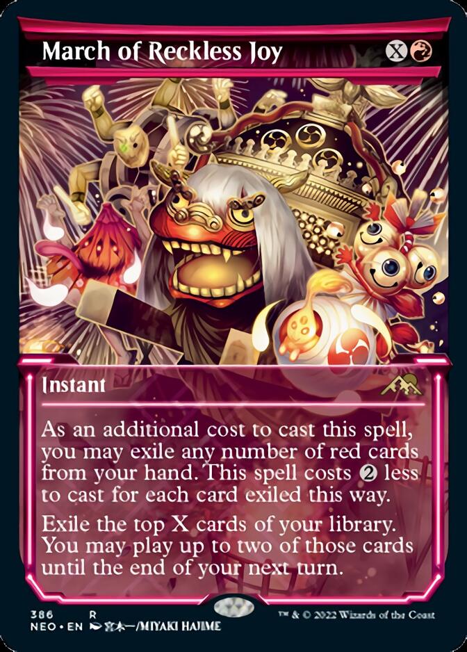 March of Reckless Joy (Showcase Soft Glow) [Kamigawa: Neon Dynasty] | Game Master's Emporium (The New GME)