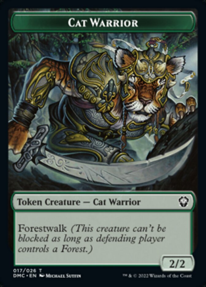 Cat Warrior Token [Dominaria United Commander Tokens] | Game Master's Emporium (The New GME)