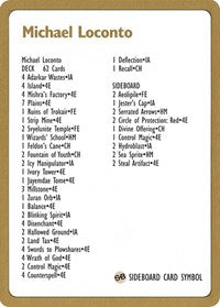 1996 Michael Loconto Decklist Card [World Championship Decks] | Game Master's Emporium (The New GME)