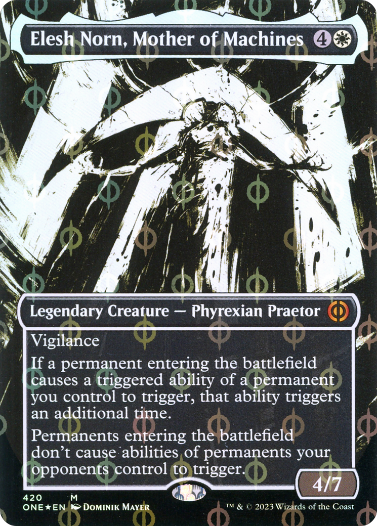 Elesh Norn, Mother of Machines (Borderless Ichor Step-and-Compleat Foil) [Phyrexia: All Will Be One] | Game Master's Emporium (The New GME)
