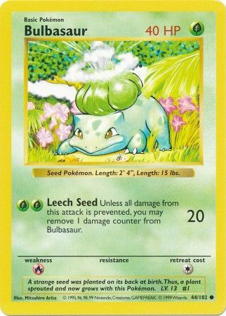 Bulbasaur (44/102) [Base Set Shadowless Unlimited] | Game Master's Emporium (The New GME)