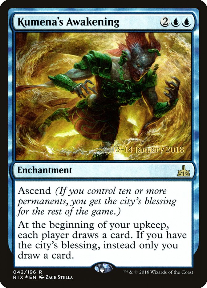 Kumena's Awakening [Rivals of Ixalan Prerelease Promos] | Game Master's Emporium (The New GME)