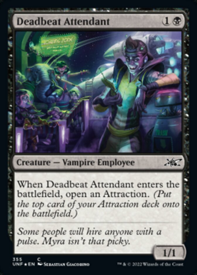 Deadbeat Attendant (Galaxy Foil) [Unfinity] | Game Master's Emporium (The New GME)