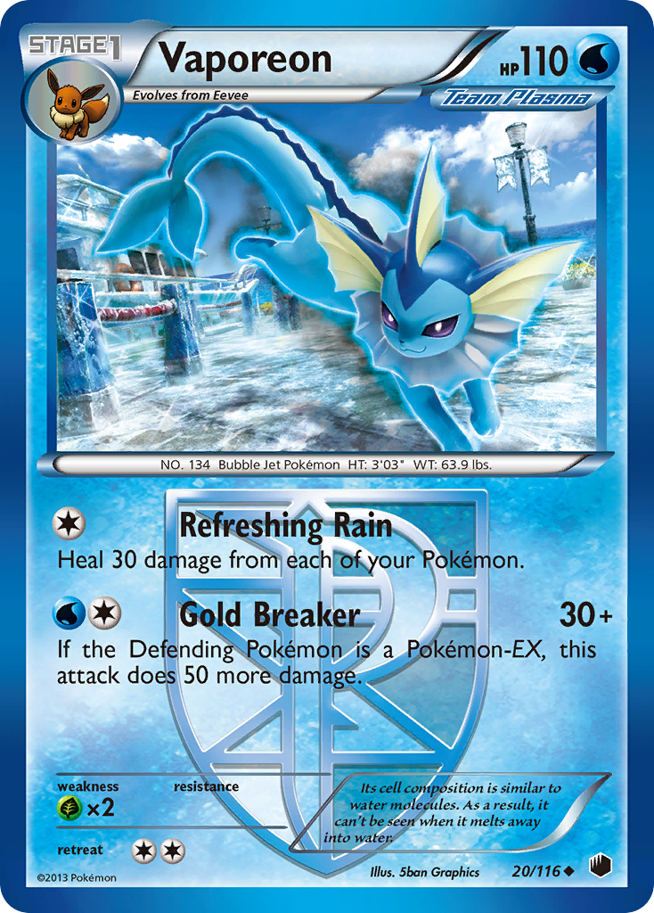 Vaporeon (20/116) [Black & White: Plasma Freeze] | Game Master's Emporium (The New GME)