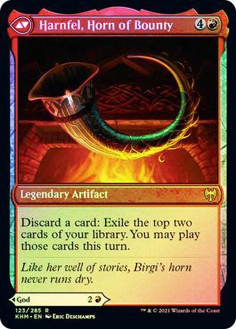 Birgi, God of Storytelling // Harnfel, Horn of Bounty [Kaldheim Prerelease Promos] | Game Master's Emporium (The New GME)