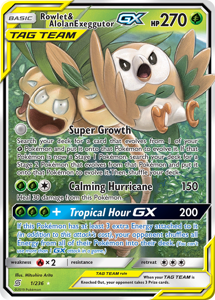 Rowlet & Alolan Exeggutor GX (1/236) [Sun & Moon: Unified Minds] | Game Master's Emporium (The New GME)