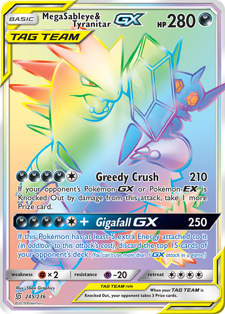 Mega Sableye & Tyranitar GX (245/236) [Sun & Moon: Unified Minds] | Game Master's Emporium (The New GME)