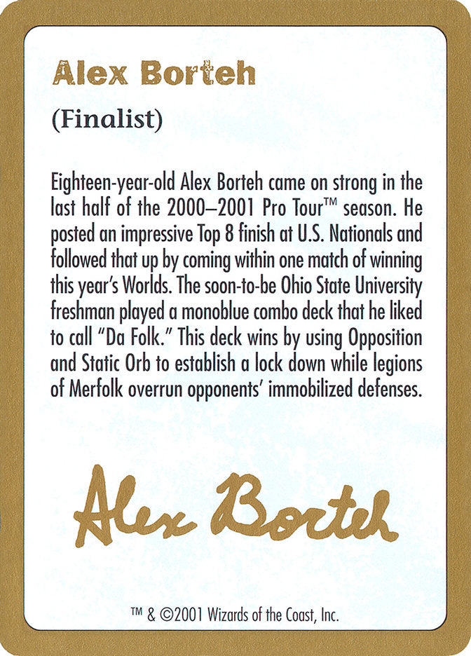 Alex Borteh Bio [World Championship Decks 2001] | Game Master's Emporium (The New GME)