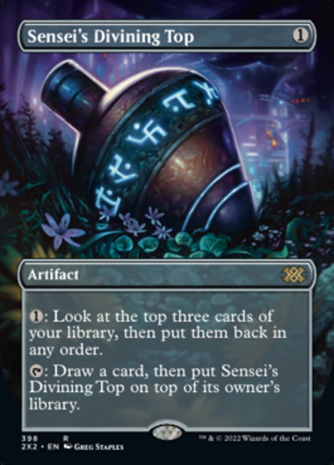 Sensei's Divining Top (Borderless Alternate Art) [Double Masters 2022] | Game Master's Emporium (The New GME)