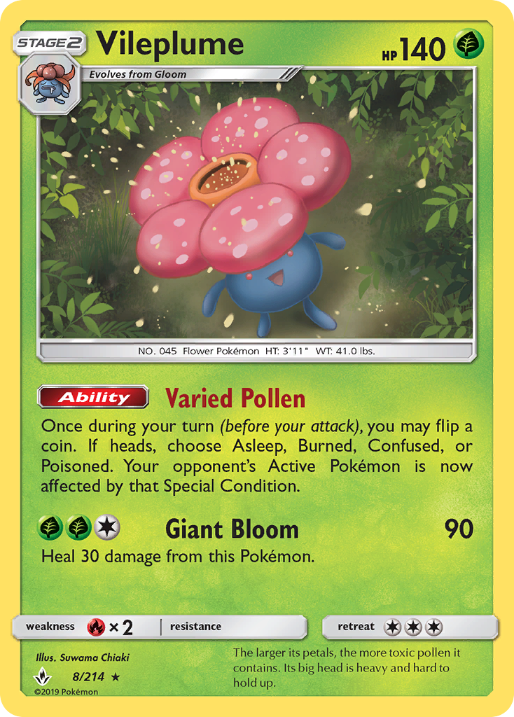 Vileplume (8/214) [Sun & Moon: Unbroken Bonds] | Game Master's Emporium (The New GME)