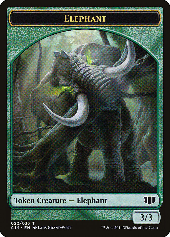 Elephant // Elf Warrior Double-Sided Token [Commander 2014 Tokens] | Game Master's Emporium (The New GME)