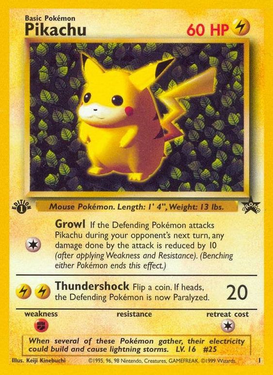 Pikachu (1) (1st Edition Misprint Promo) [Wizards of the Coast: Black Star Promos] | Game Master's Emporium (The New GME)