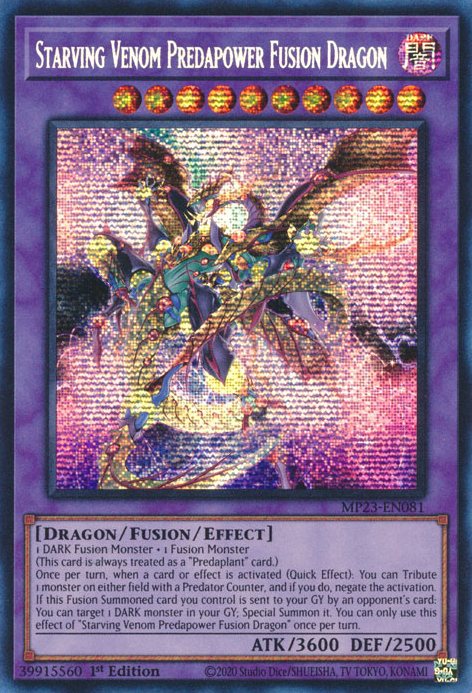 Starving Venom Predapower Fusion Dragon [MP23-EN081] Prismatic Secret Rare | Game Master's Emporium (The New GME)