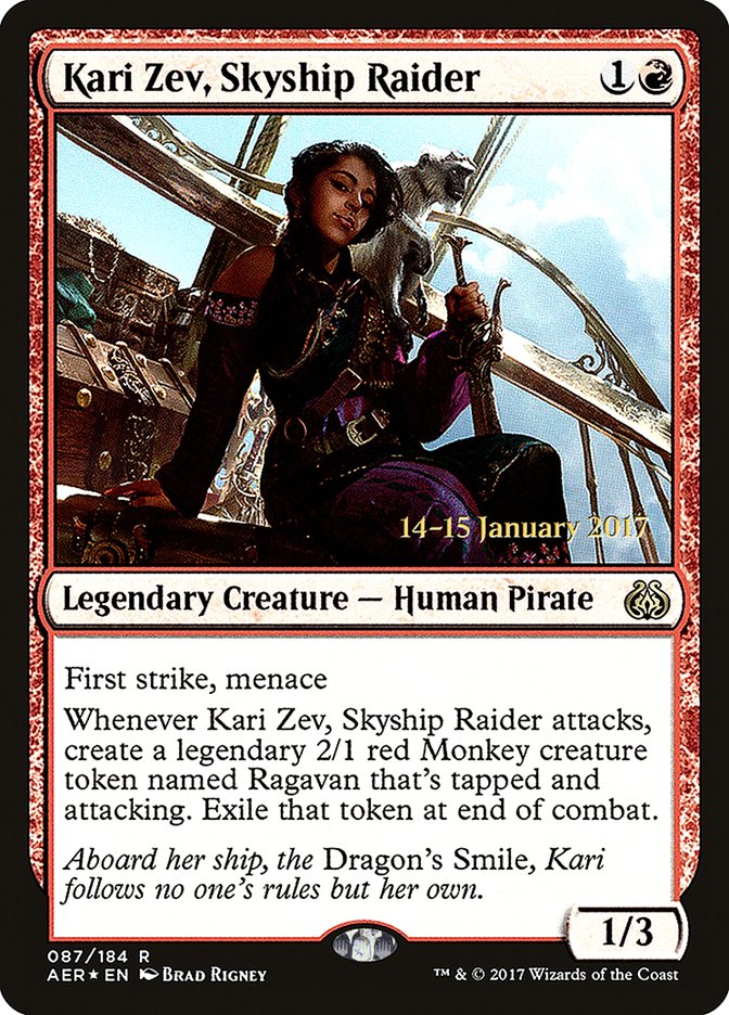 Kari Zev, Skyship Raider [Aether Revolt Prerelease Promos] | Game Master's Emporium (The New GME)