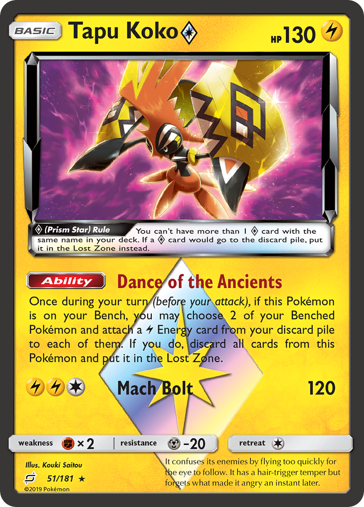 Tapu Koko (51/181) (Prism Star) [Sun & Moon: Team Up] | Game Master's Emporium (The New GME)