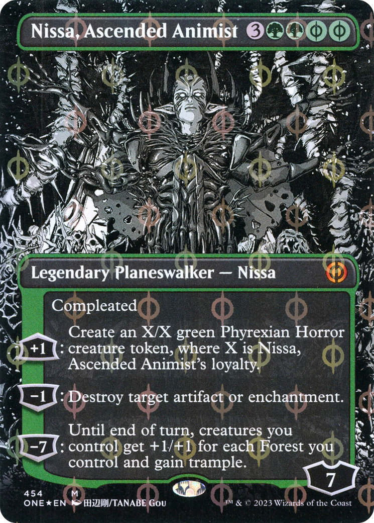 Nissa, Ascended Animist (Borderless Manga Step-and-Compleat Foil) [Phyrexia: All Will Be One] | Game Master's Emporium (The New GME)