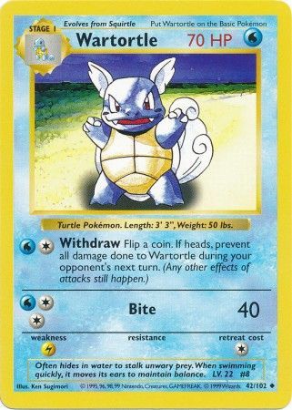 Wartortle (42/102) [Base Set Shadowless Unlimited] | Game Master's Emporium (The New GME)