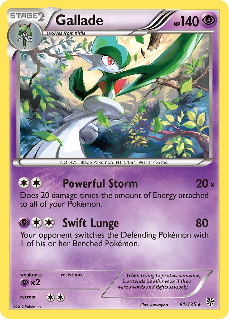 Gallade (61/135) (Cosmos Holo) (Blister Exclusive) [Black & White: Plasma Storm] | Game Master's Emporium (The New GME)