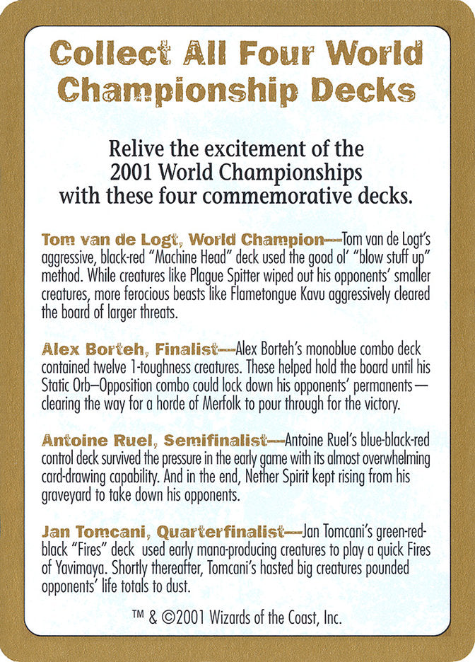 2001 World Championships Ad [World Championship Decks 2001] | Game Master's Emporium (The New GME)