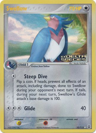 Swellow (32/113) (Stamped) [EX: Delta Species] | Game Master's Emporium (The New GME)