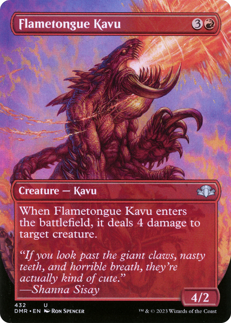 Flametongue Kavu (Borderless Alternate Art) [Dominaria Remastered] | Game Master's Emporium (The New GME)