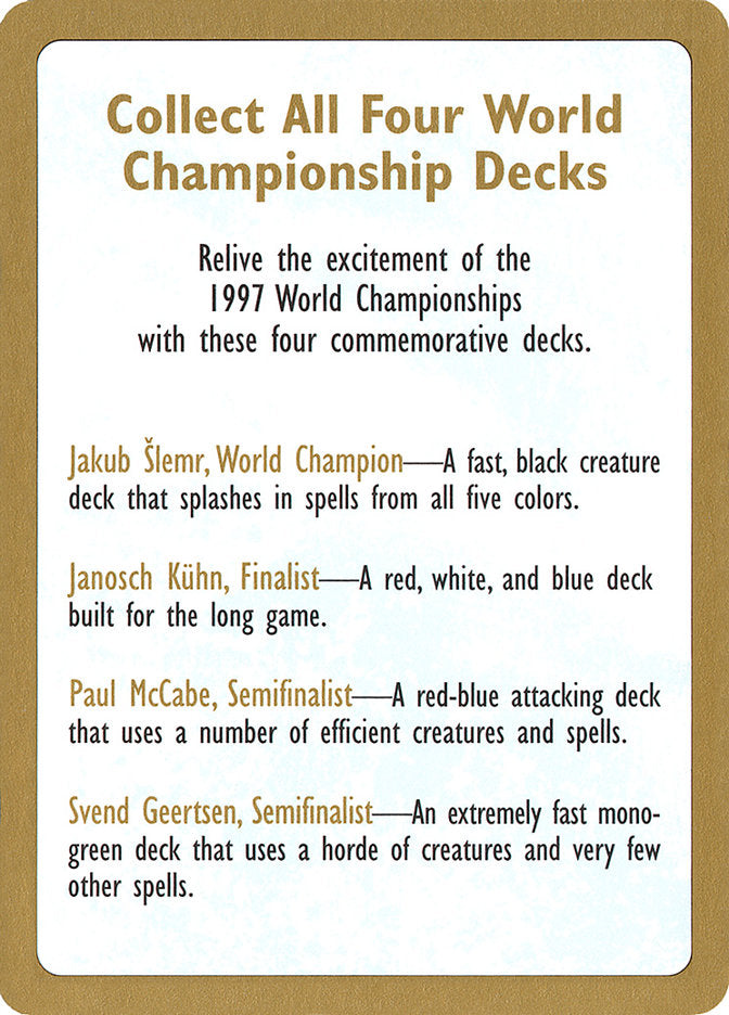 1997 World Championships Ad [World Championship Decks 1997] | Game Master's Emporium (The New GME)