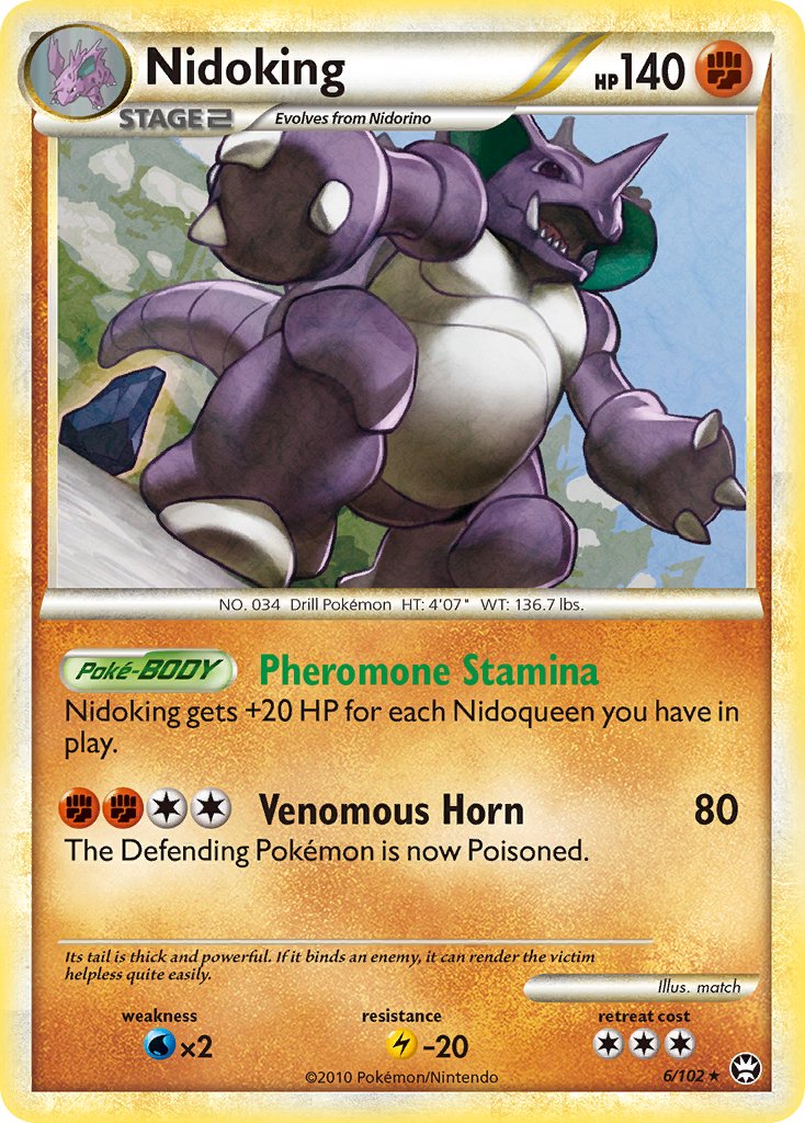 Nidoking (6/102) (Cracked Ice Holo) (Theme Deck Exclusive) [HeartGold & SoulSilver: Triumphant] | Game Master's Emporium (The New GME)