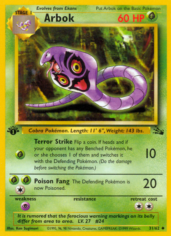 Arbok (31/62) [Fossil 1st Edition] | Game Master's Emporium (The New GME)