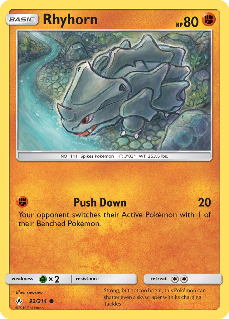 Rhyhorn (92/214) [Sun & Moon: Unbroken Bonds] | Game Master's Emporium (The New GME)