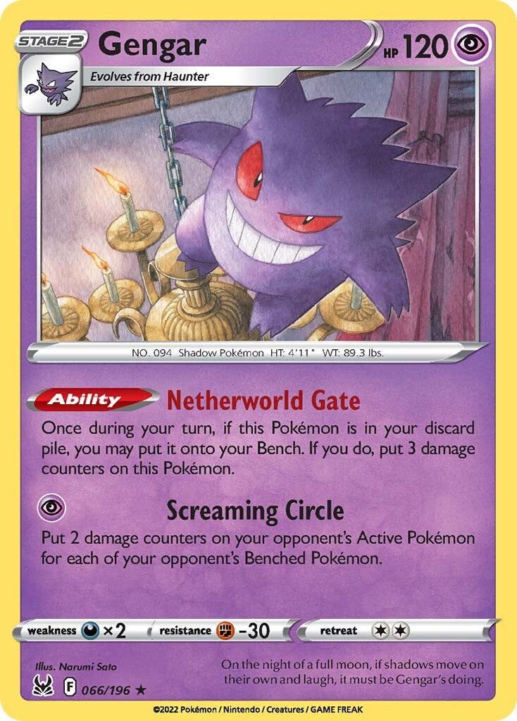 Gengar (066/196) (Theme Deck Exclusive) [Sword & Shield: Lost Origin] | Game Master's Emporium (The New GME)