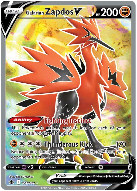 Galarian Zapdos V (173/198) [Sword & Shield: Chilling Reign] | Game Master's Emporium (The New GME)