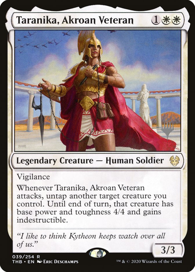 Taranika, Akroan Veteran (Promo Pack) [Theros Beyond Death Promos] | Game Master's Emporium (The New GME)