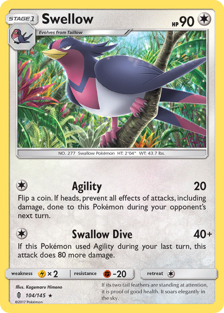 Swellow (104/145) [Sun & Moon: Guardians Rising] | Game Master's Emporium (The New GME)