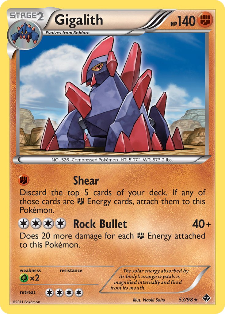 Gigalith (53/98) (Cracked Ice Holo) (Blister Exclusive) [Black & White: Emerging Powers] | Game Master's Emporium (The New GME)