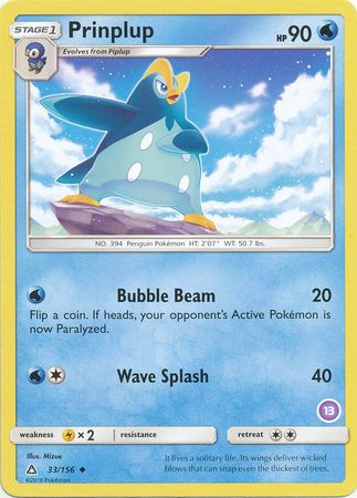 Prinplup (33/156) (Deck Exclusive #13) [Sun & Moon: Trainer Kit - Alolan Sandslash] | Game Master's Emporium (The New GME)