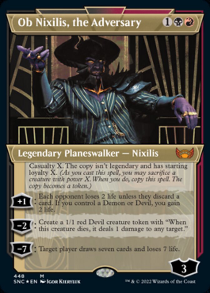 Ob Nixilis, the Adversary (Showcase Art Deco Foil Etched) [Streets of New Capenna] | Game Master's Emporium (The New GME)