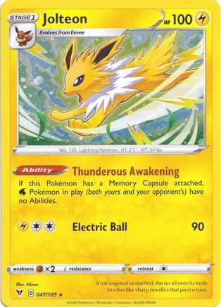 Jolteon (047/185) (Cosmos Holo) [Sword & Shield: Vivid Voltage] | Game Master's Emporium (The New GME)