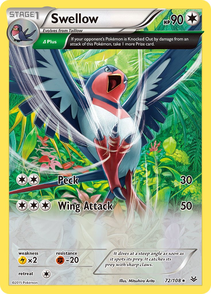 Swellow (72/108) (Theme Deck Exclusive) [XY: Roaring Skies] | Game Master's Emporium (The New GME)