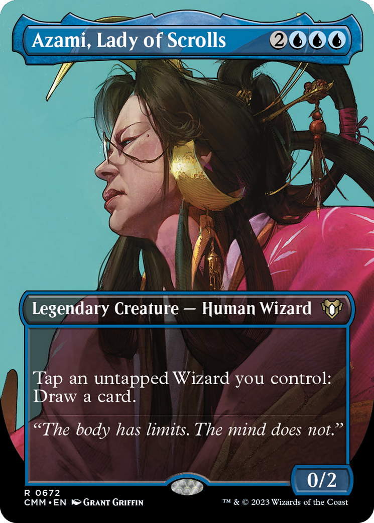 Azami, Lady of Scrolls (Borderless Profile) [Commander Masters] | Game Master's Emporium (The New GME)