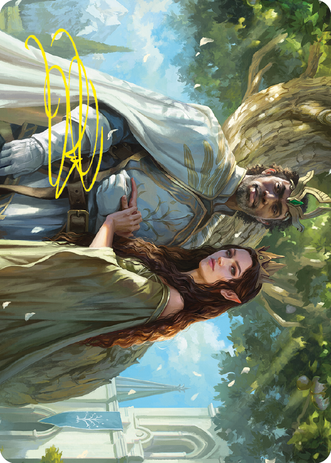 Aragorn and Arwen, Wed Art Card (Gold-Stamped Signature) [The Lord of the Rings: Tales of Middle-earth Art Series] | Game Master's Emporium (The New GME)