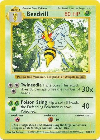 Beedrill (17/102) [Base Set Shadowless Unlimited] | Game Master's Emporium (The New GME)