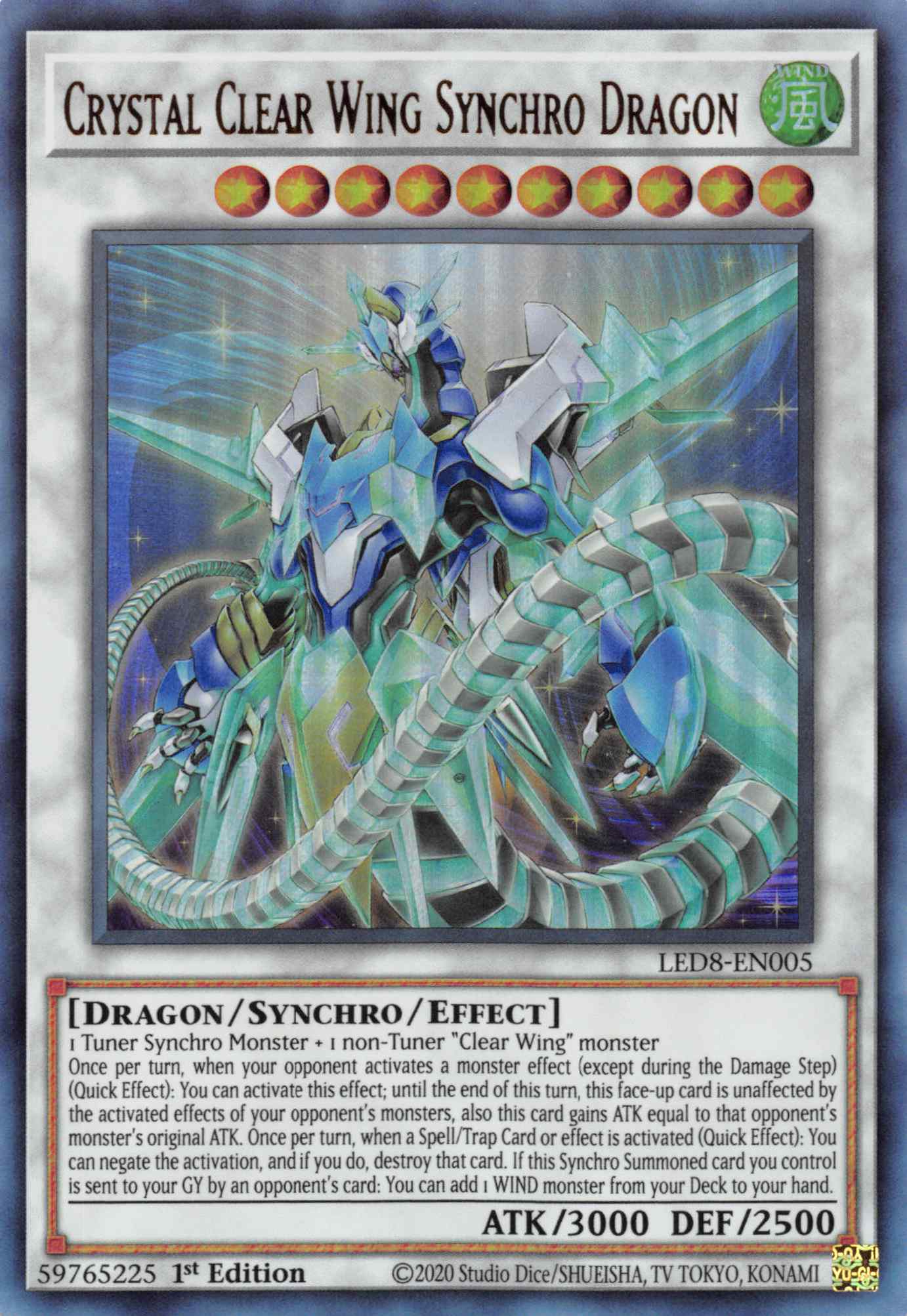 Crystal Clear Wing Synchro Dragon [LED8-EN005] Ultra Rare | Game Master's Emporium (The New GME)