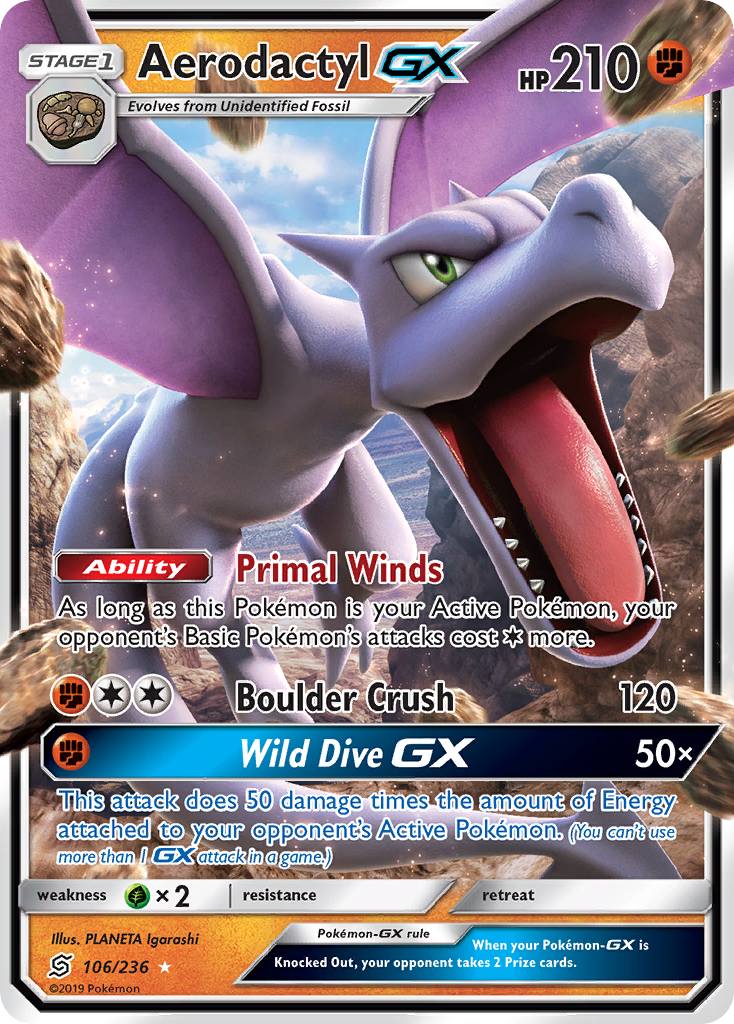 Aerodactyl GX (106/236) [Sun & Moon: Unified Minds] | Game Master's Emporium (The New GME)